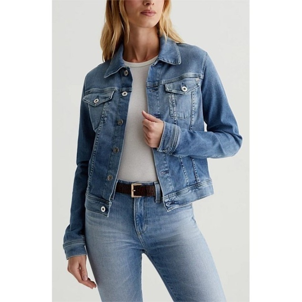 AG Adriano Goldschmied Robyn Jacket Women's Small S Blue Denim Button Front USA